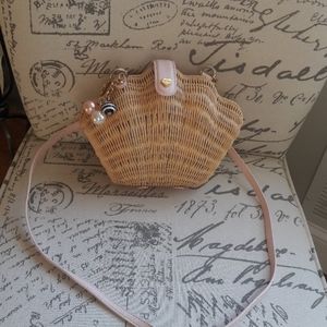 Betsy Johnson Clam wicker bag